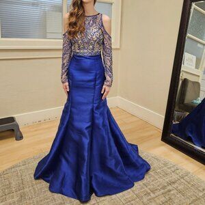 Size 4 Royal Blue/Nude Mori Lee Gown